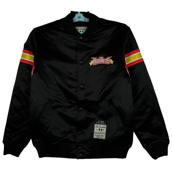 The Hundreds Mitchell & Ness Small Varsity Jacket Chenille Atom Bomb Black NWT - Picture 1 of 10